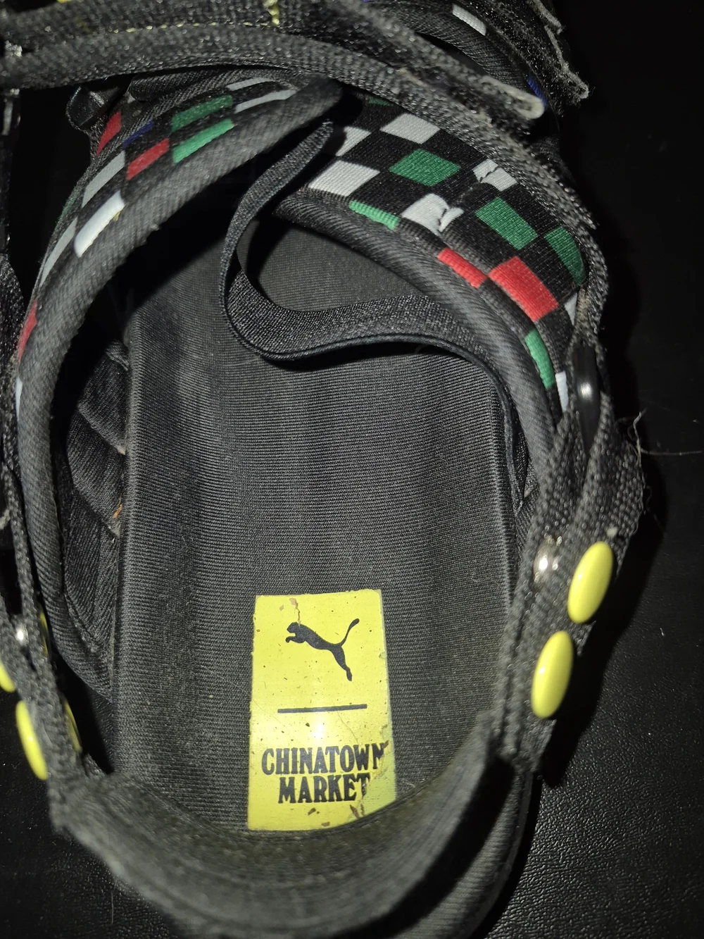 Mens Puma Chinatown Market x Leadcat 'Black Blazing Yellow' Wild Sandals Size 11